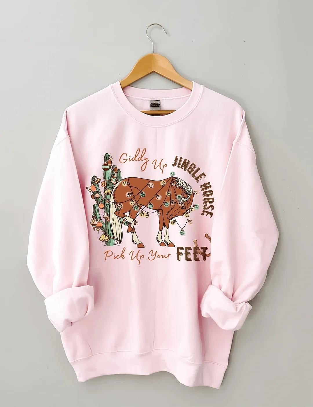 Giddy Up Horse Pick Up Your Feet Christmas Crewneck