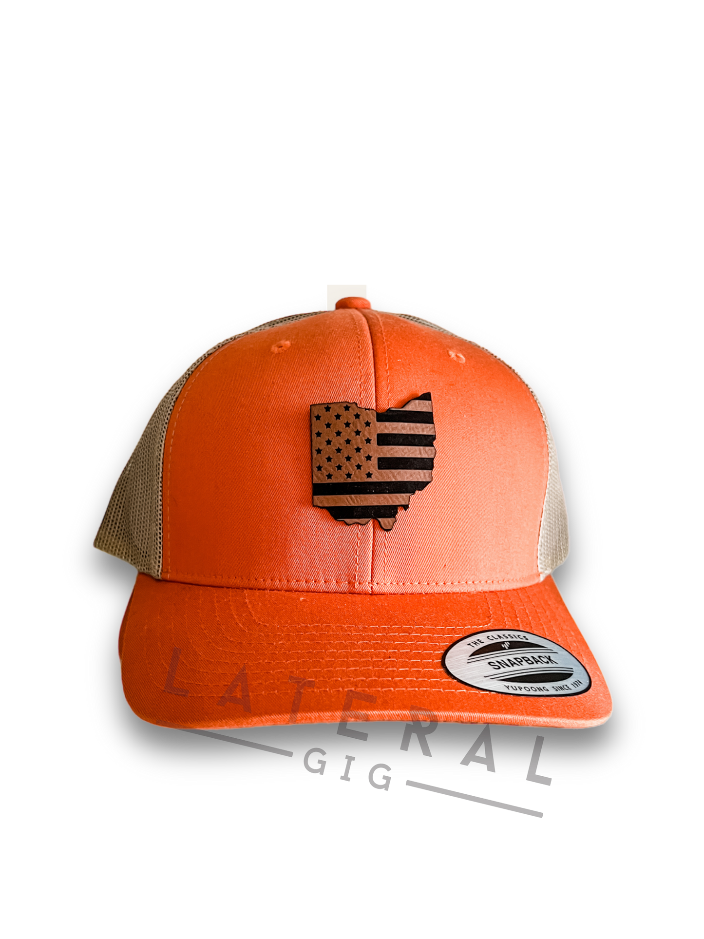 Vintage Orange Ohio Flag Leather Patch Hat