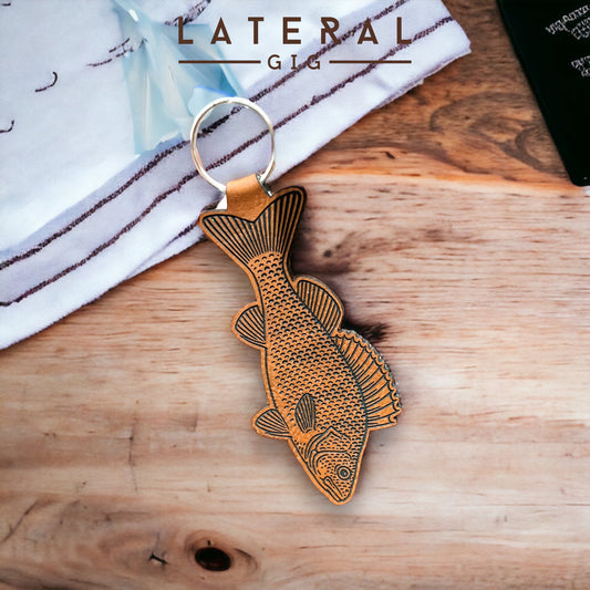 Lake Erie Perch Leather Keychain